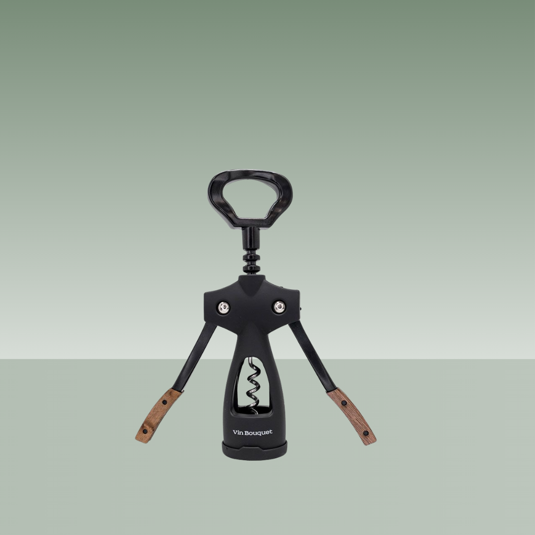 VIN BOUQUET | SACACORCHOS ALAS NEGRO+MADERA