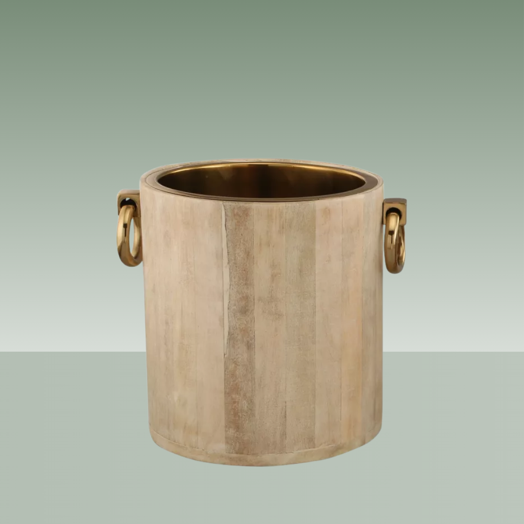 AULICA | CHAMPANERA MADERA Y METAL DORADO