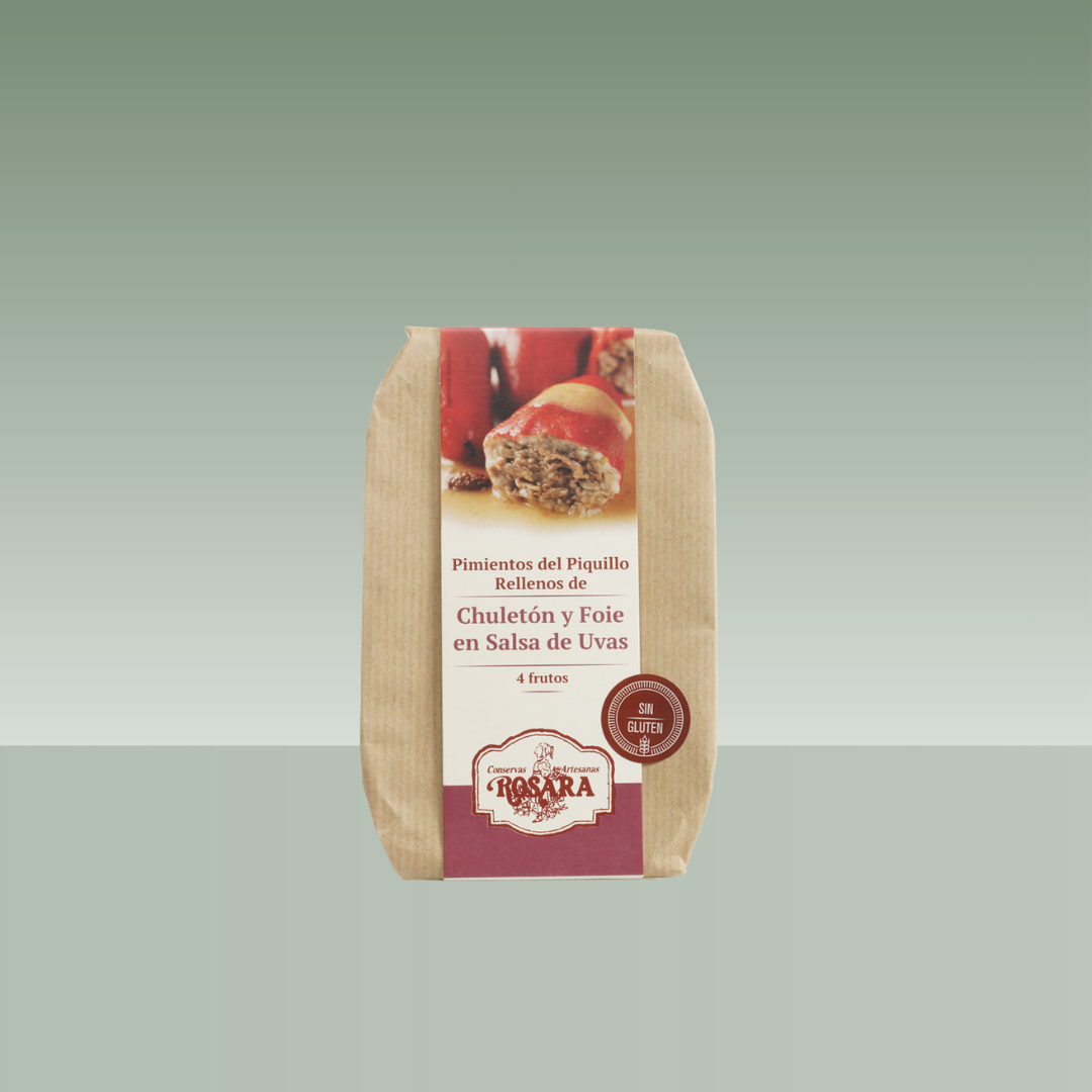 ROSARA | PIMIENTOS DEL PIQUILLO RELLENOS DE CHULETON Y FOIE EN SALSA DE UVAS
