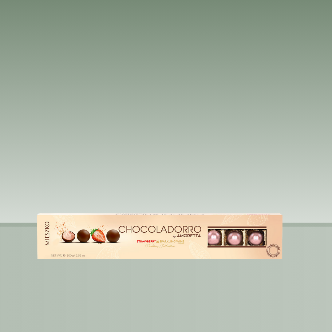 MIEZKO | CHOCOLADORRO BY AMORETTA STRAWBERRY & SPARKLING WINE 100gr