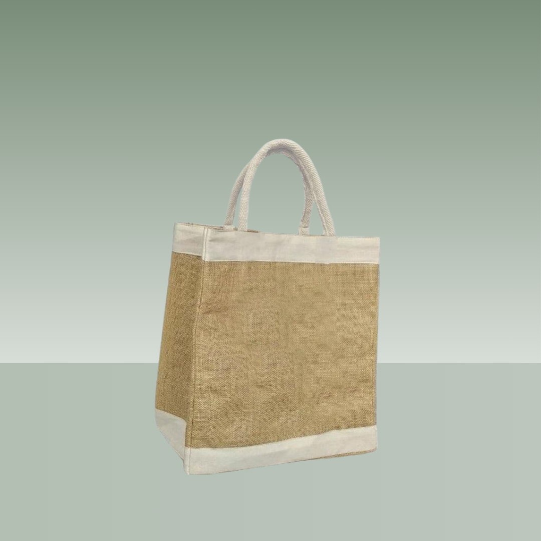 JUTE TAS MET HANDVATTEN EN ZAKKEN 35X20X35 CM