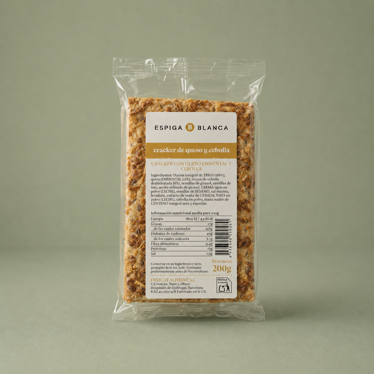 ESPIGA BLANCA | CRACKER DE QUESO Y CEBOLLA 200gr