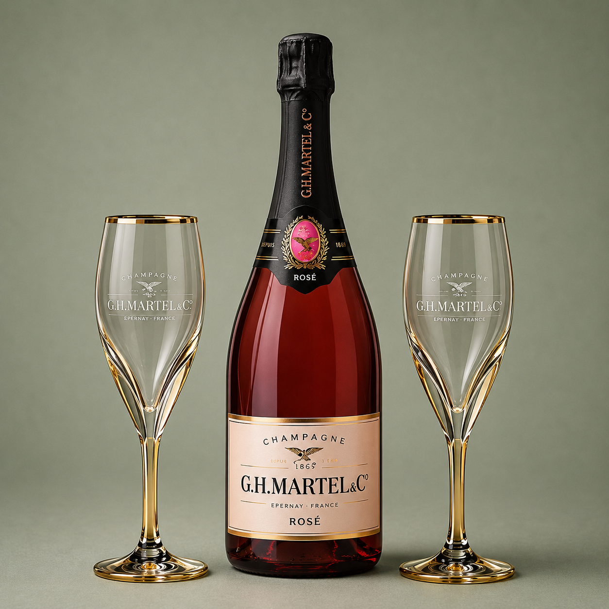 MARTEL | ROSÉ BRUT PACK 2 COPAS CHAMPAGNE