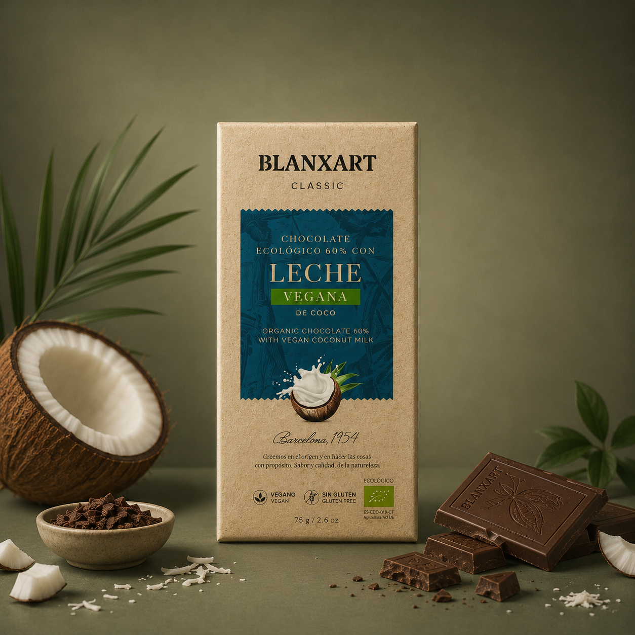 BLANXART | CHOCOLATE CON LECHE VEGANA DE COCO 75gr
