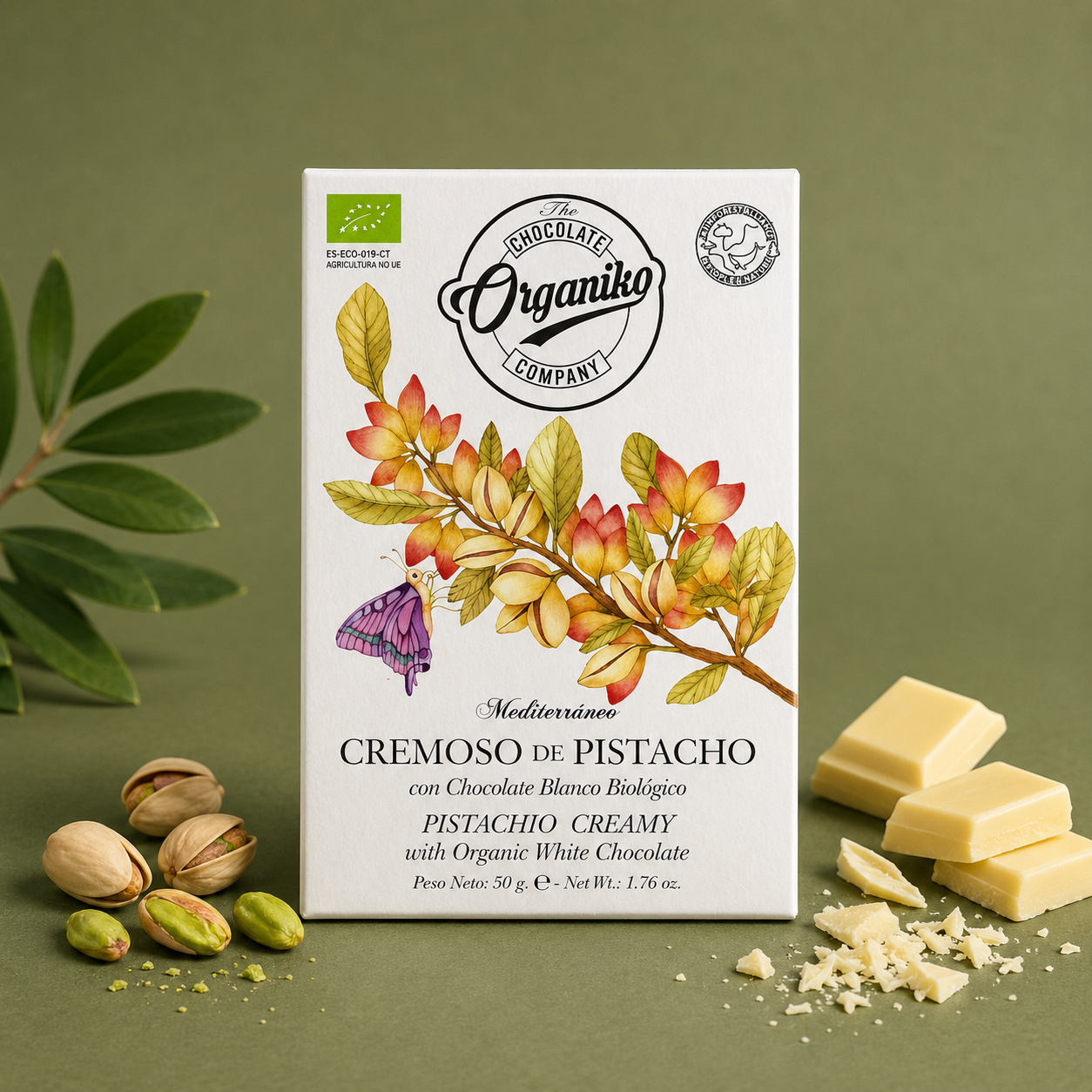 ORGANIKO | CREMOSO DE PISTACHO CON CHOCOLATE BLANCO 50gr
