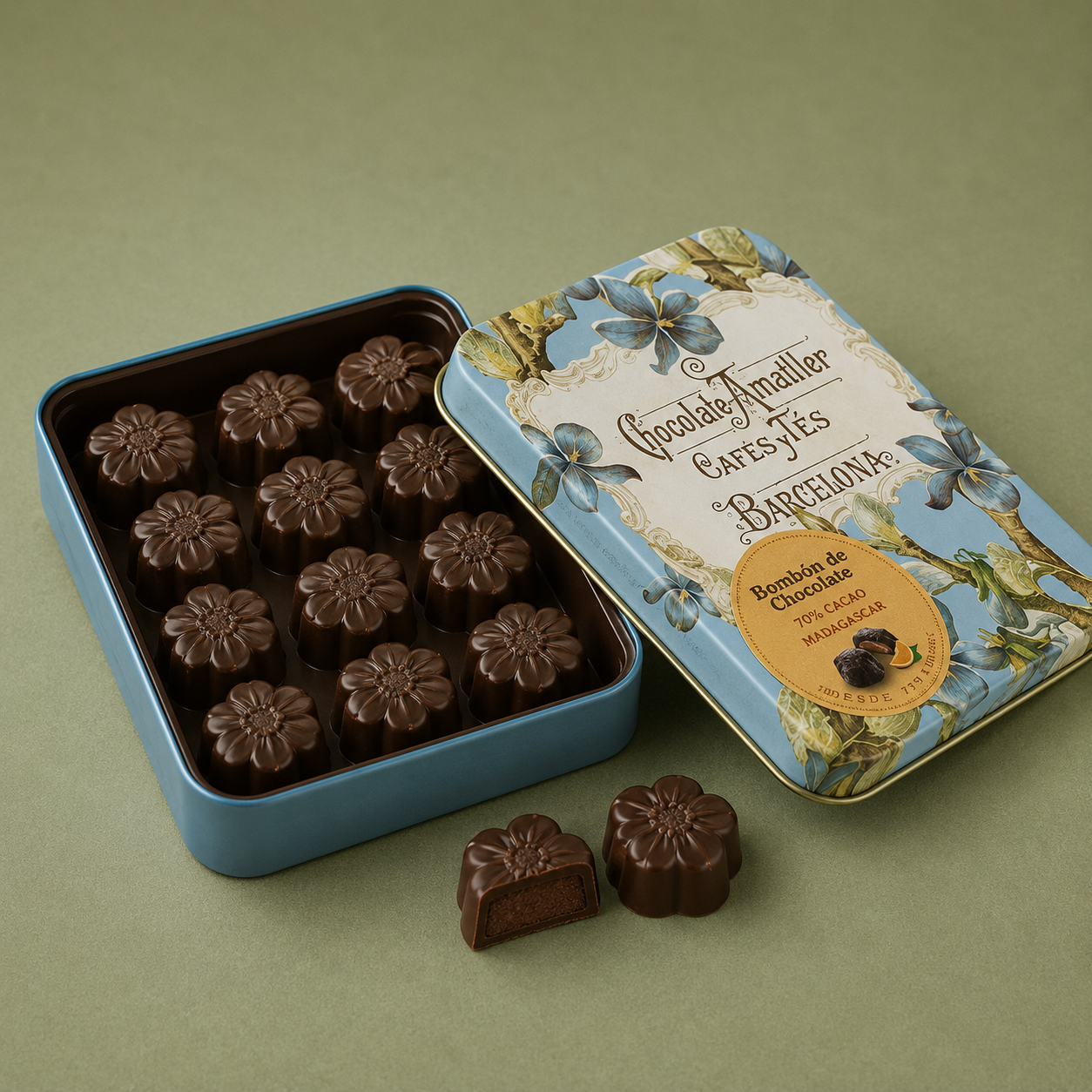 AMATLLER FLORES 70% CACAO Y NARANJA 72gr