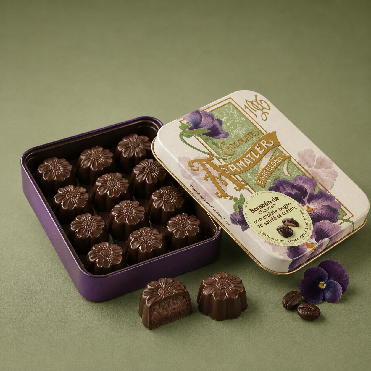 AMATLLER | FLORES TRUFA CHOCOLATE NEGRO - CAVA 72gr