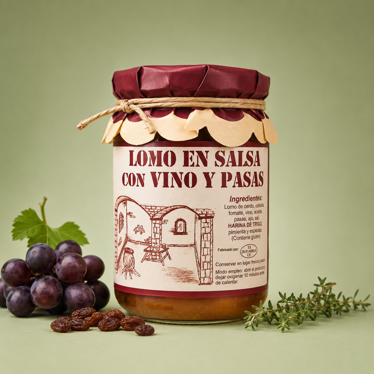 ESCABECHES ANTAÑO | LOMO EN SALSA CON VINO Y PASAS 420gr