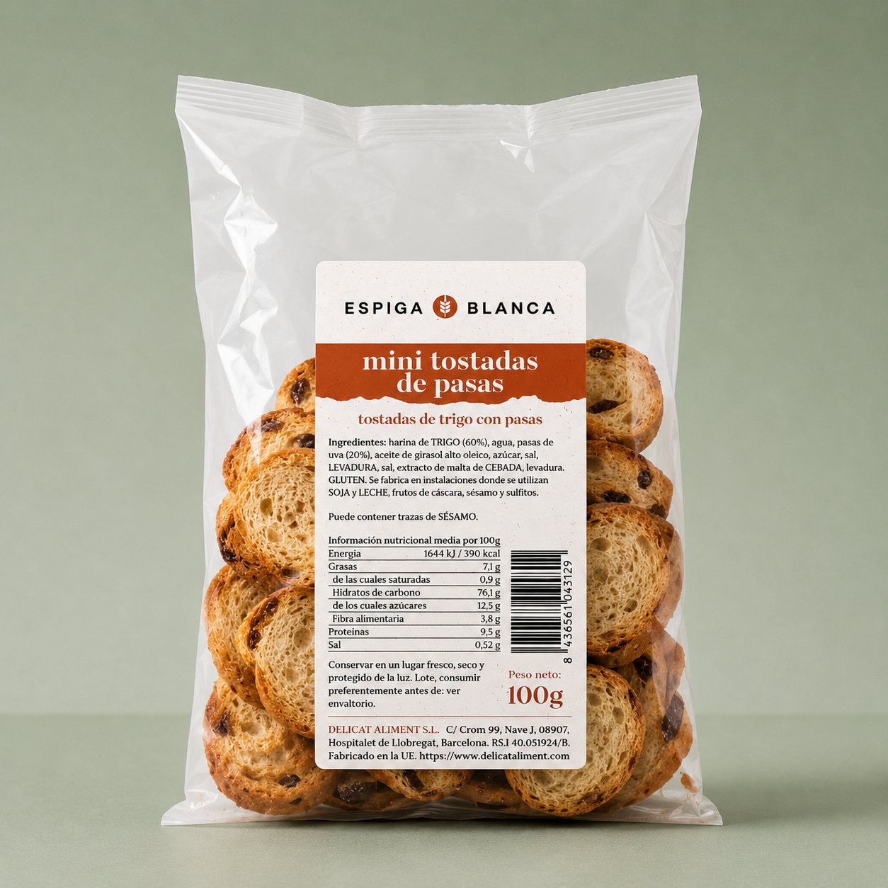 ESPIGA BLANCA | MINI TOSTADITAS DE PASAS 100 gr