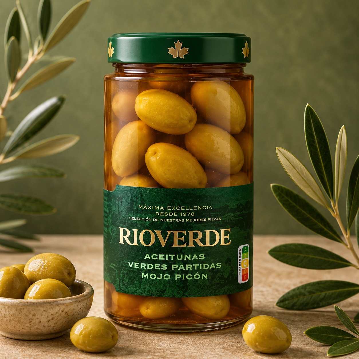 RIOVERDE | ACEITUNAS VERDES PARTIDAS MOJO PICON 370gr