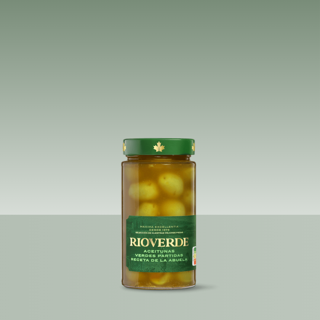 RIOVERDE | ACEITUNAS VERDES PARTIDAS RECETA DE LA ABUELA 370gr