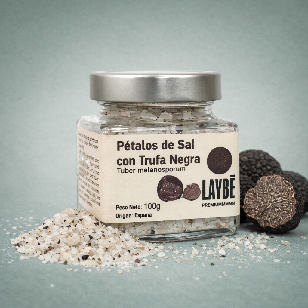 LAYBÉ | TARRO CRISTAL PÉTALOS DE SAL CON TRUFA NEGRA 100gr