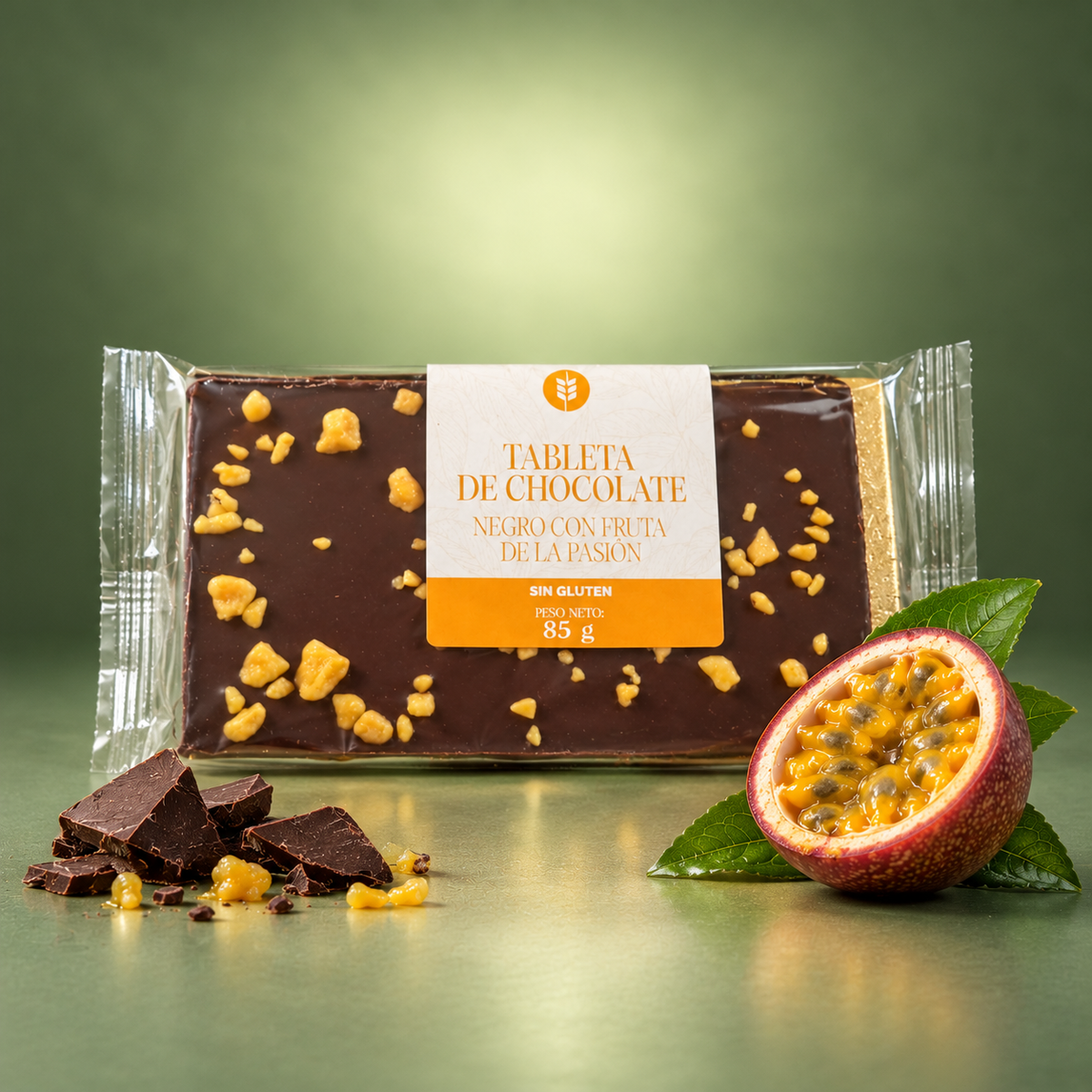 ESPIGA BLANCA | TABLETA CHOCOLATE NEGRO - FRUTA DE LA PASIÓN 85gr