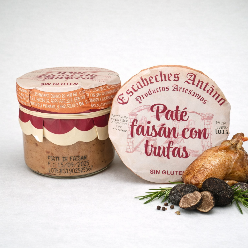 Escabeches Antaño paté de faisán con trufas sin gluten en tarro artesanal