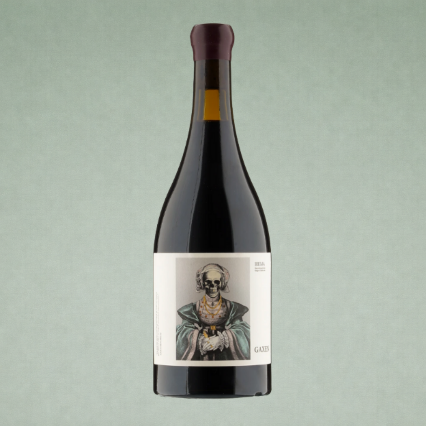 Vino tinto Gaxen 2024 Oxer Wines Rioja botella sobre fondo verde