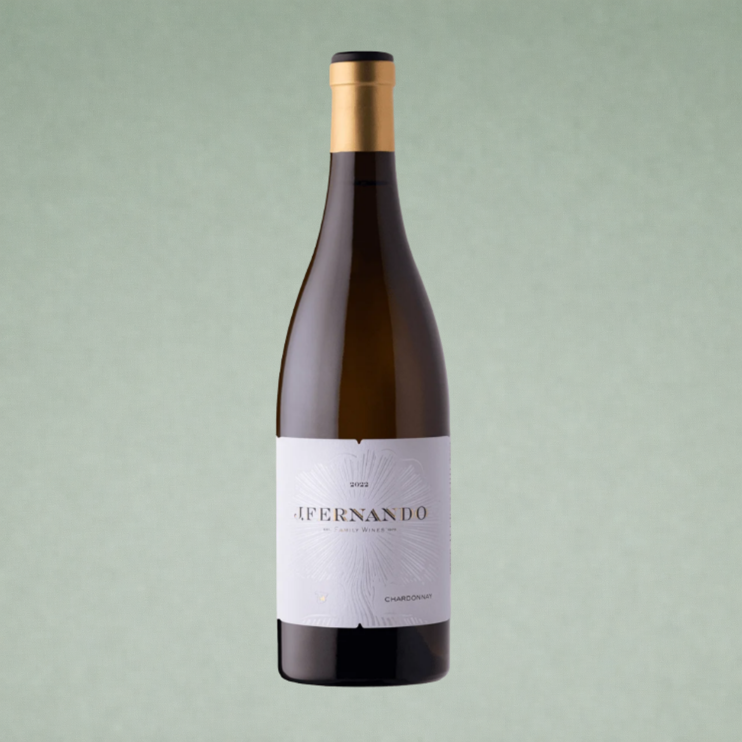 Botella de vino blanco J. Fernando Chardonnay 2022