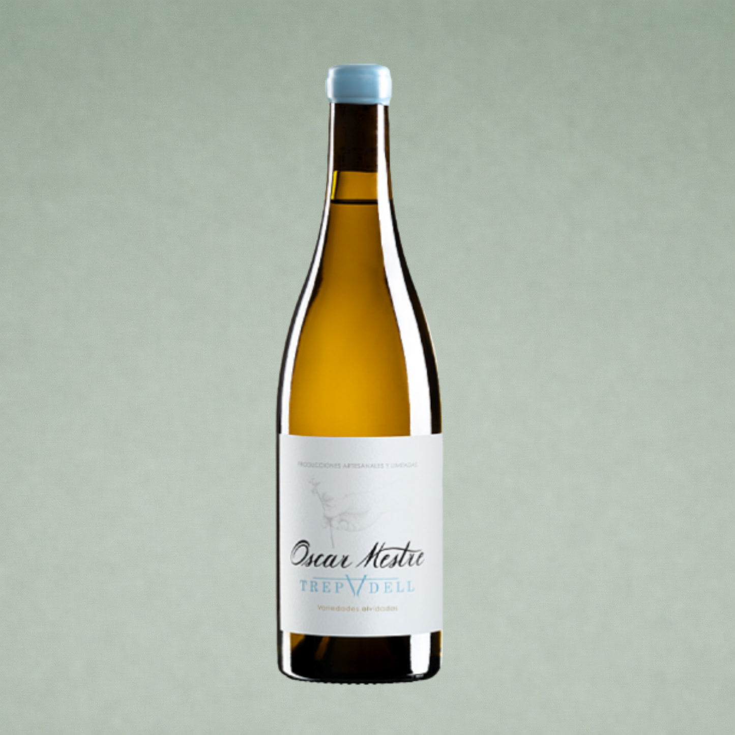 Botella de Trepadell 2023 de Óscar Mestre, vino blanco artesanal de Jalón elaborado con variedades olvidadas.