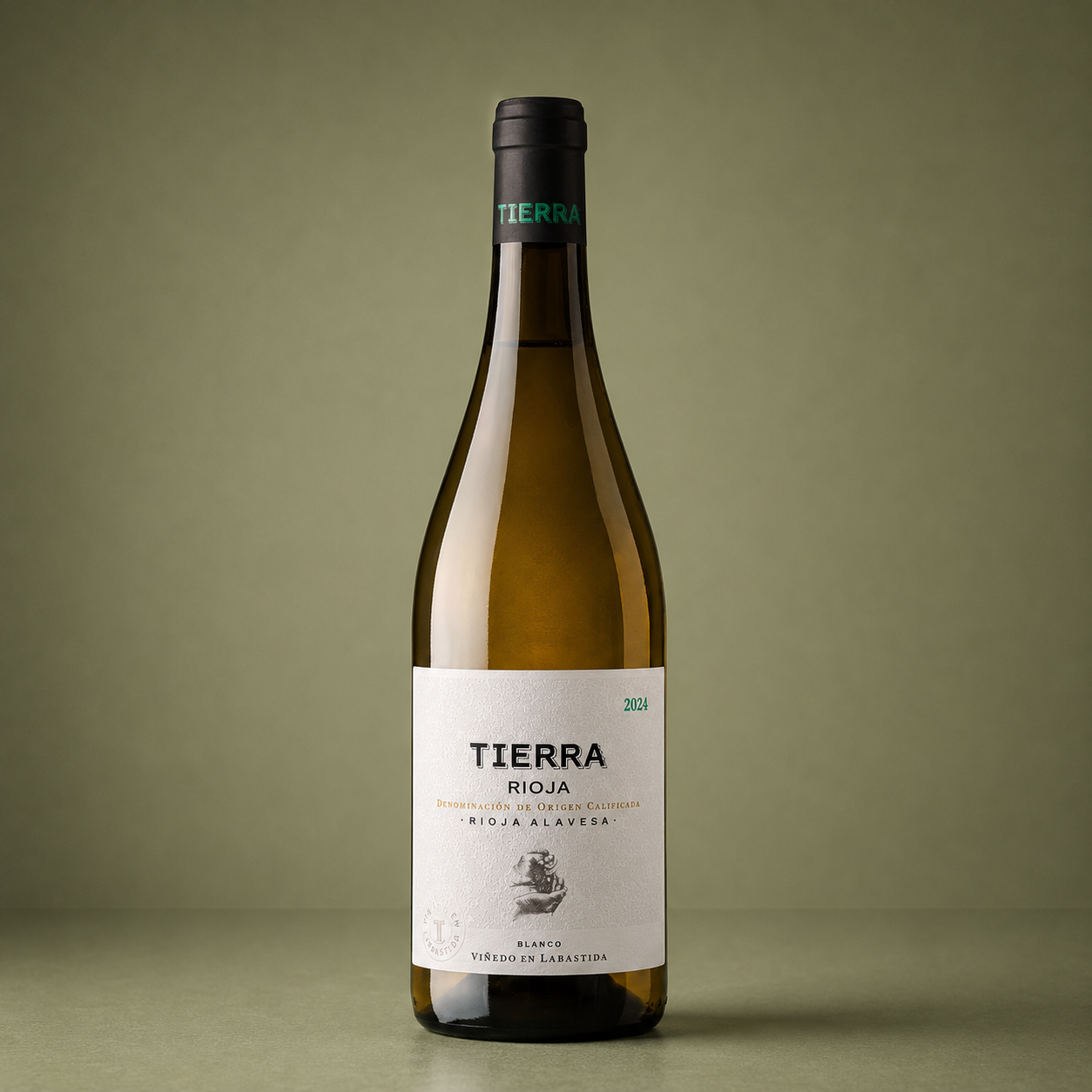 Botella de Tierra Blanco Rioja Alavesa 2024, vino blanco elaborado con viñedos de Labastida.