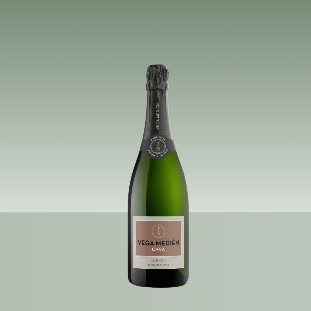 Botella de Vega Medién Cava Semi Seco Blanc de Blancs ecológico