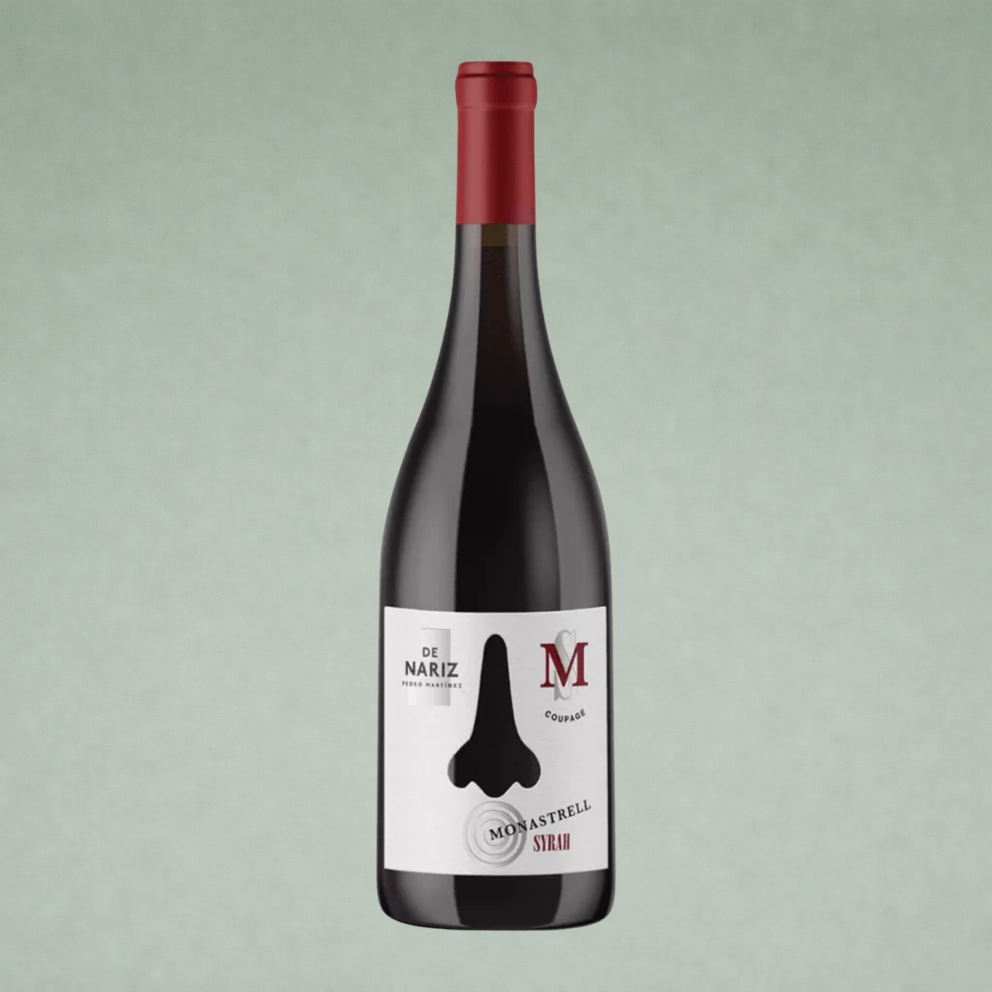 Vino tinto De Nariz Monastrell Syrah con etiqueta minimalista