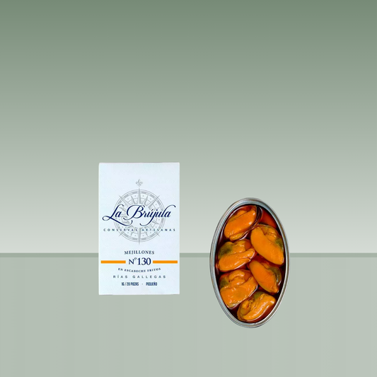 LA BRUJULA | MEJILLONES EN ESCABECHE FRITOS 16/20 PIEZAS  Nº 130 110gr