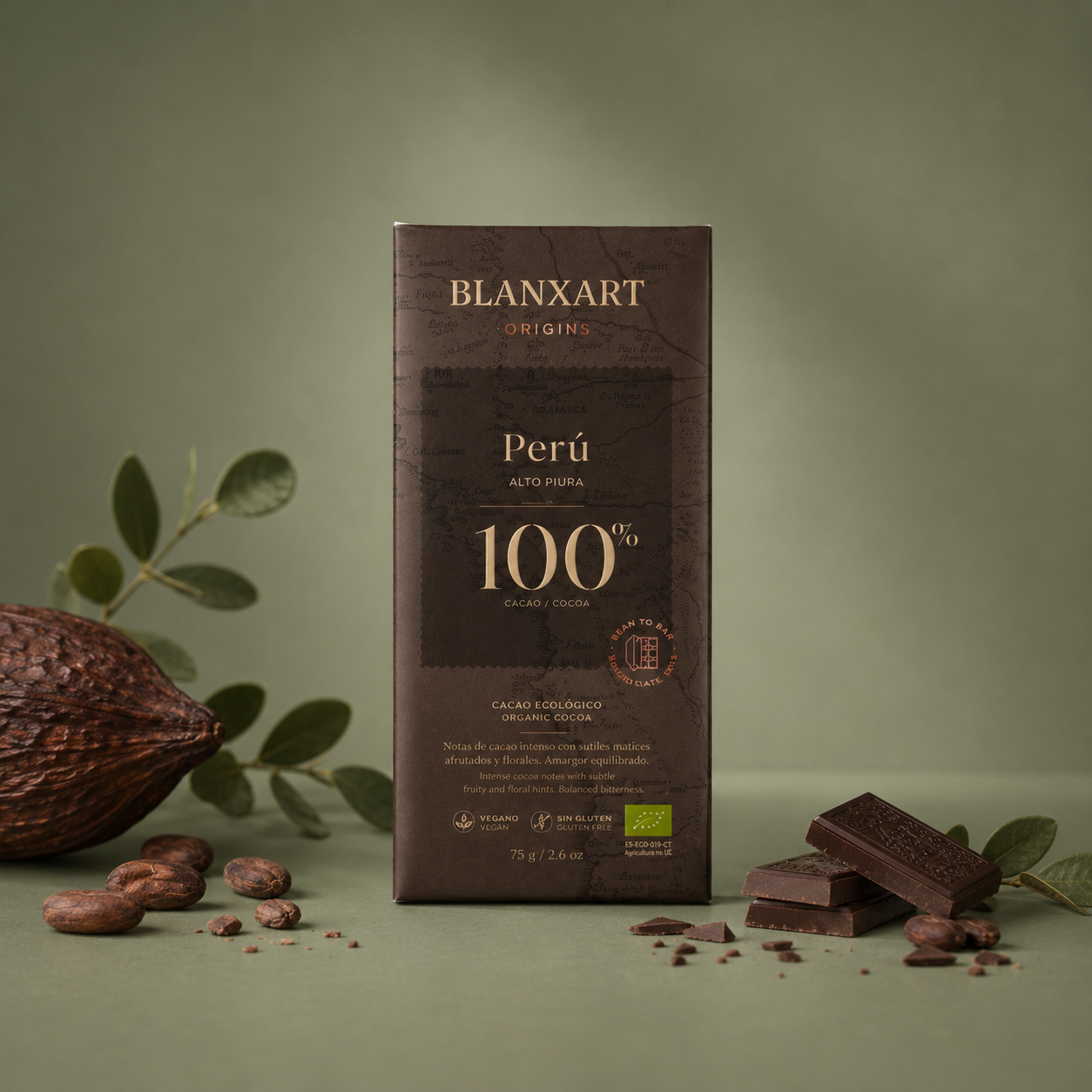 BLANXART | CHOCOLATE ECOLOGICO PERU 100% 75 gr