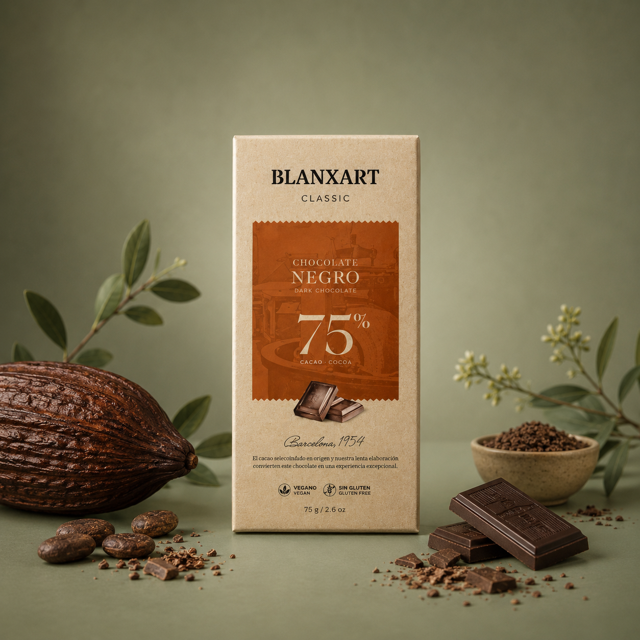 BLANXART | CLASSIC CHOCOLATE NEGRO 75% 75gr