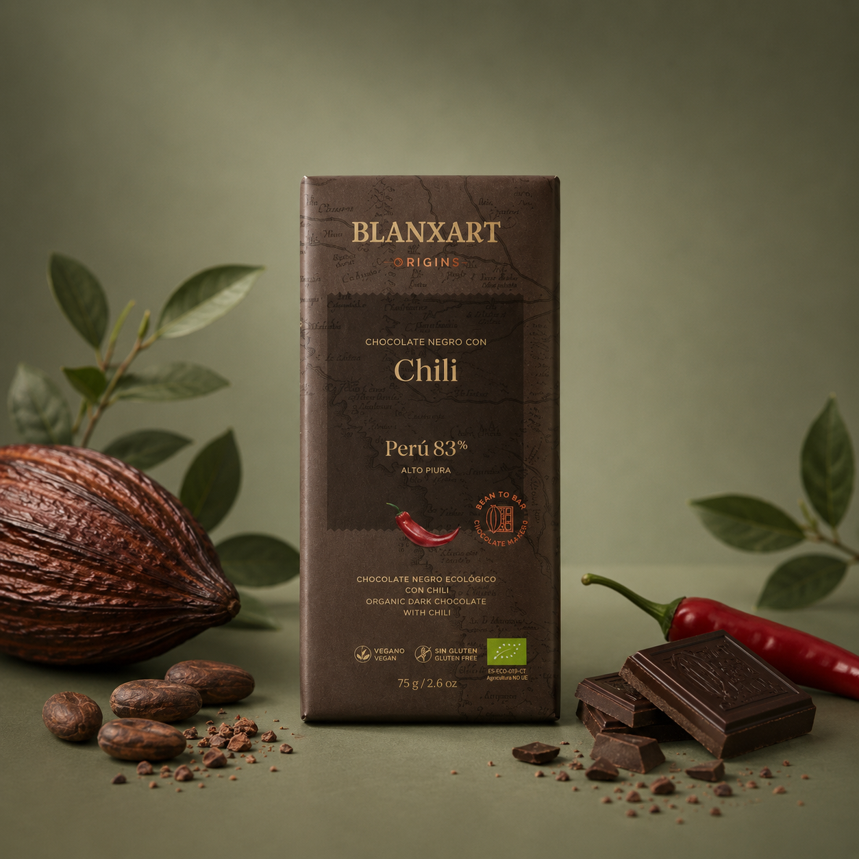 BLANXART | CHOCOLATE NEGRO CON CHILI PERU 83% 75gr
