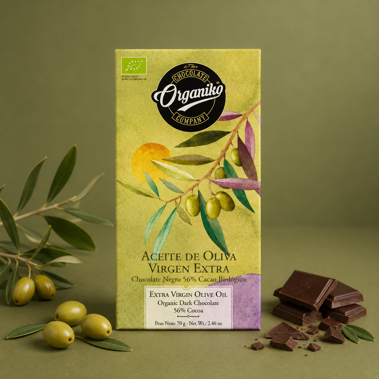 ORGANIKO CHOCOLADE EXTRA VERGEIGE OLIJFOLIE