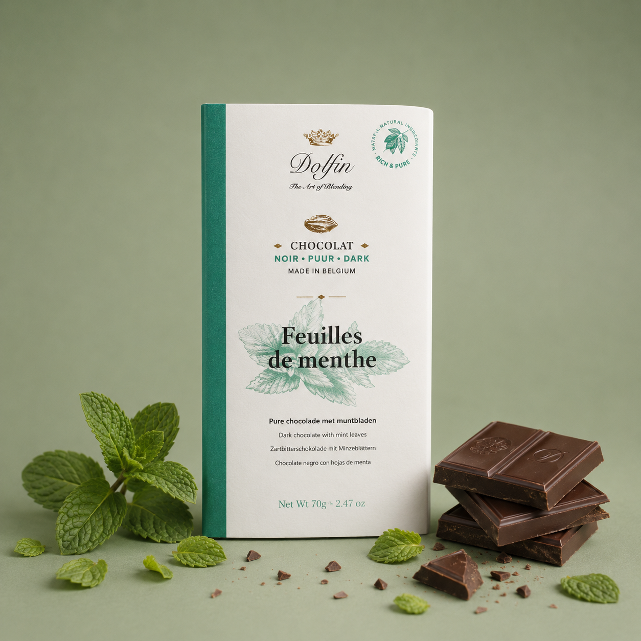DOLFIN | CHOCOLATE PURO CON MENTA 70gr