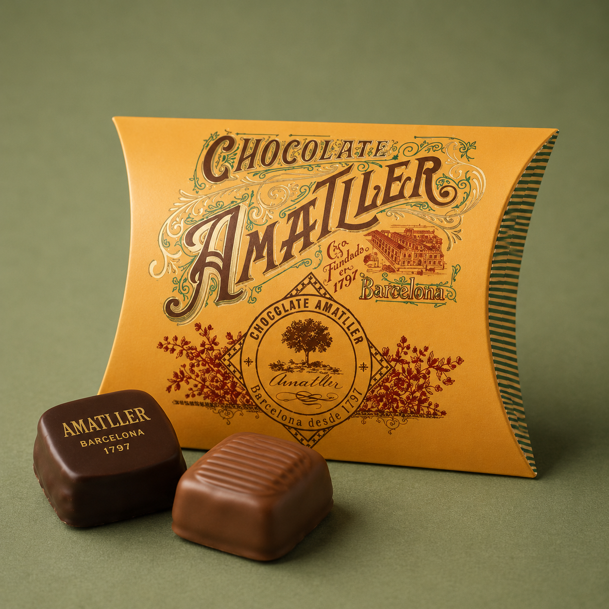 AMATLLER | CAJA 2 BOMBONES CHOCOLATE-NARANJA 12gr