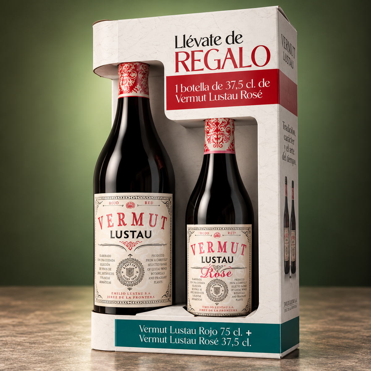 LUSTAU | PACK VERMUT ROJO 75cl + REGALO ROSÉ 37.5 CL