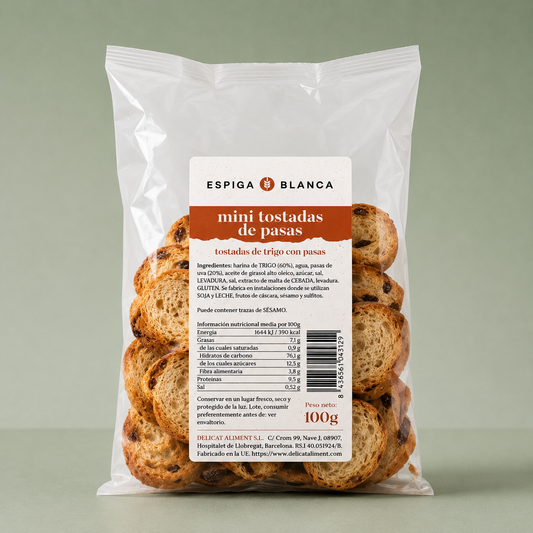 ESPIGA BLANCA | MINI TOSTADITAS DE PASAS 100 gr