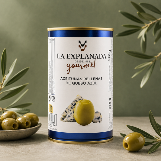 LA EXPLANADA | ACEITUNA MANZANILLA RELLENA DE  QUESO AZUL 150gr