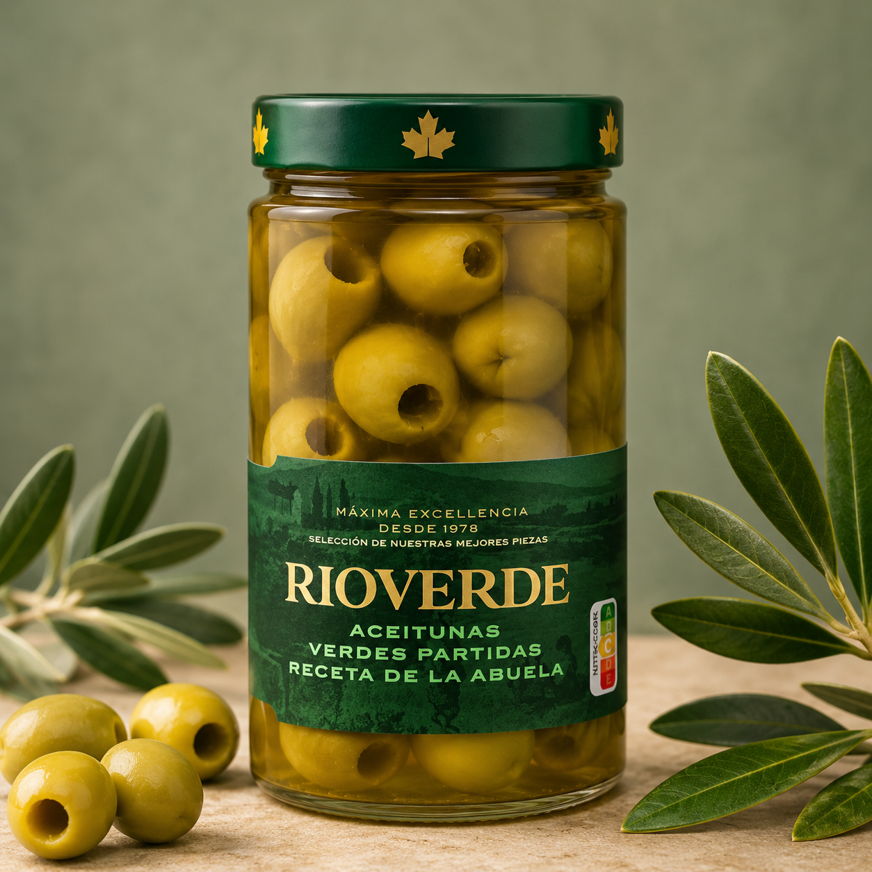 RIOVERDE | ACEITUNAS VERDES PARTIDAS RECETA DE LA ABUELA 370gr