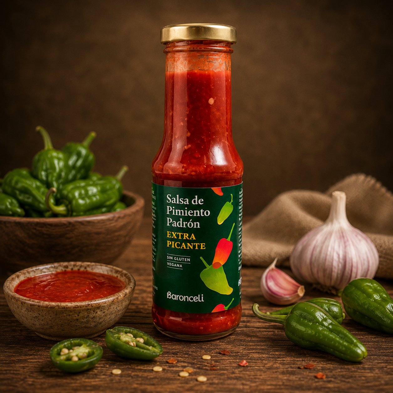 BARONCELI | TARRO SALSA DE PIMIENTO PADRÓN EXRA PICANTE 200ml