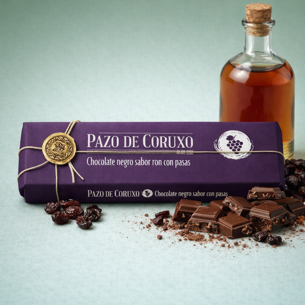 PAZO DE CORUXO | CHOCOLATE NEGRO SABOR RON CON PASAS 300gr