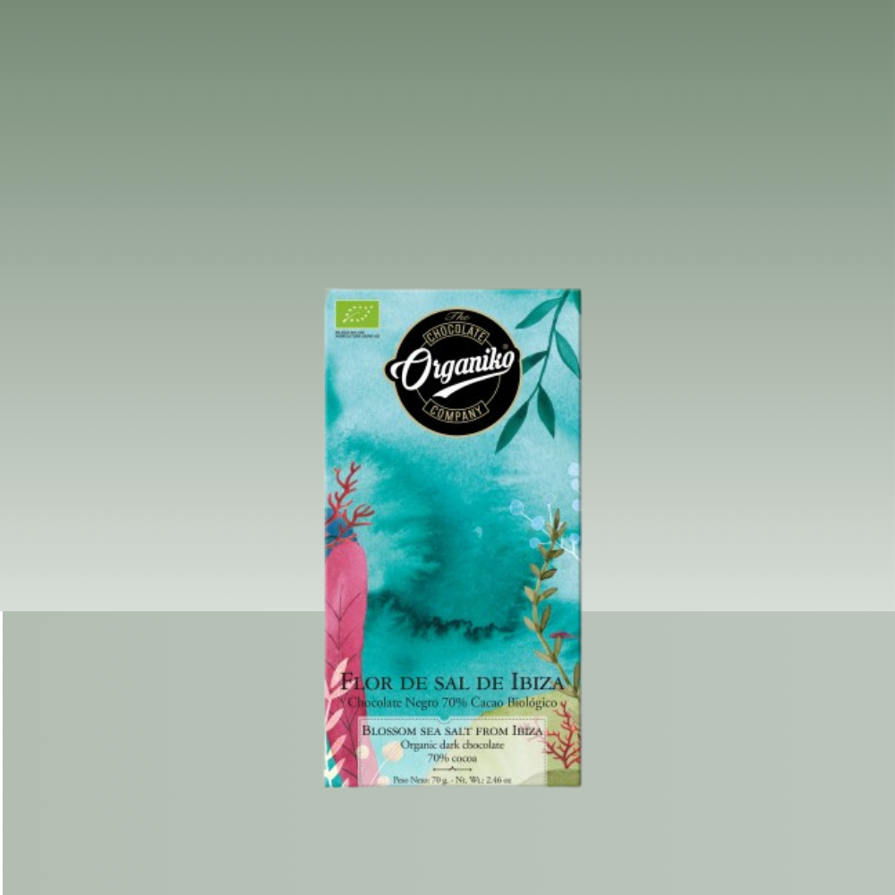 ORGANIKO CHOCOLATE 70% CACAO FLOR DE SAL DE IBIZA 70GR
