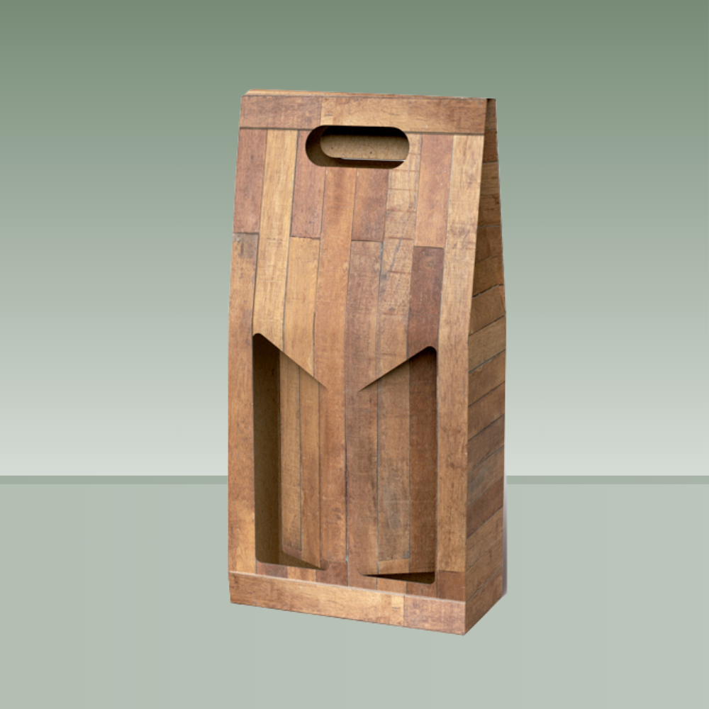 CAJA 2 BOTELLAS  IMITACIÓN MADERA