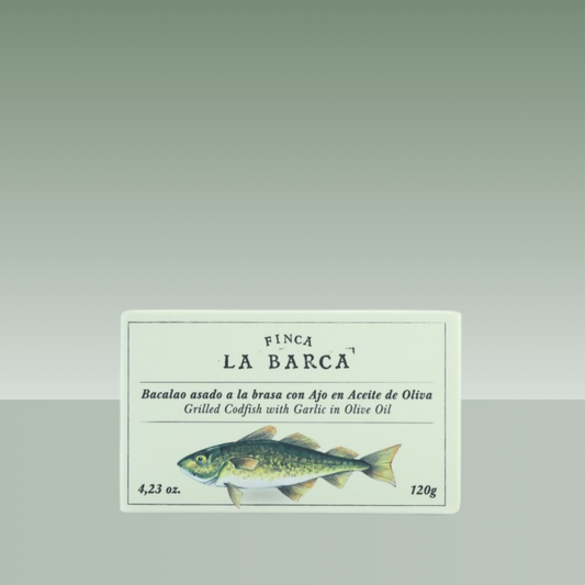 FINCA LA BARCA - BACALAO ASADO CON AJO EN ACEITE OLIVA 120G
