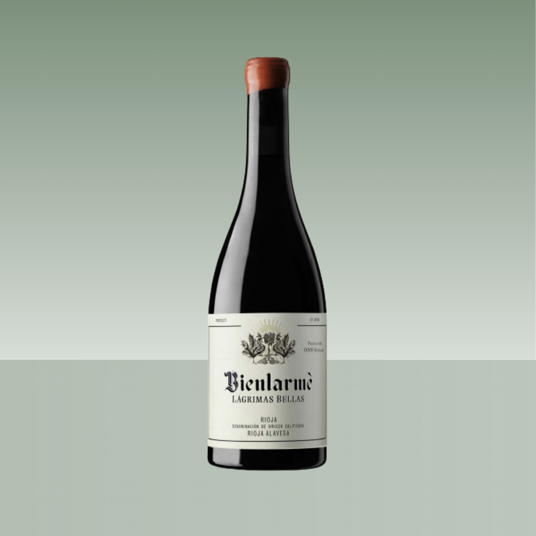 Botella de Bienlarmé Lágrimas Bellas Rioja Alavesa vino tinto.