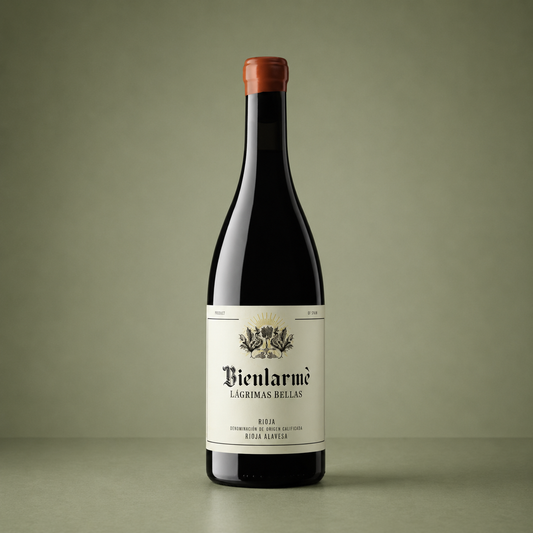 Botella de Bienlarmé Lágrimas Bellas, vino tinto de Rioja Alavesa elaborado por Carlos Sánchez Viticultor.