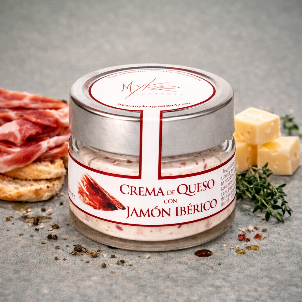 Crema de queso con jamón ibérico en tarro gourmet