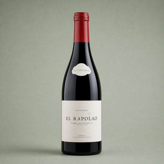 Botella de vino tinto El Rapolao 2022 de Raúl Pérez, D.O. Bierzo.