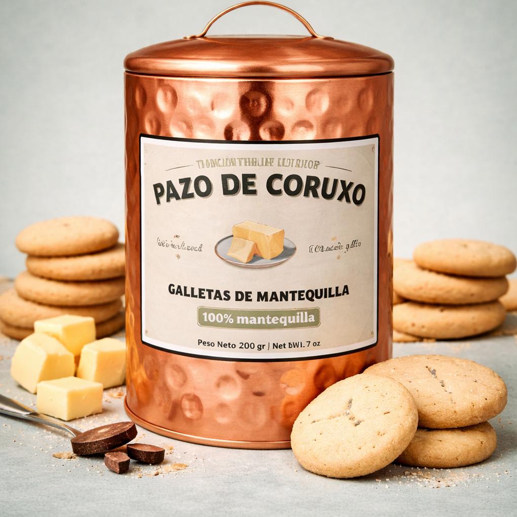 PAZO DE CORUXO | LATA COBRE GALLETAS MANTEQUILLA 200gr