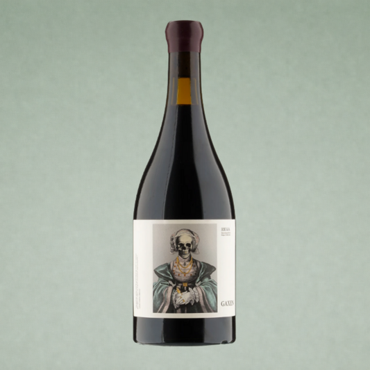 Vino tinto Gaxen 2024 Oxer Wines Rioja botella sobre fondo verde