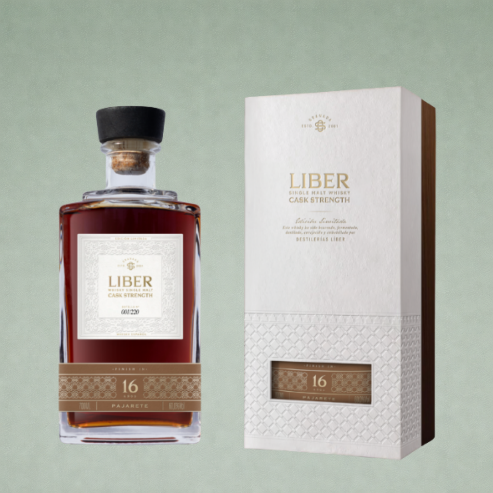 Liber Single Malt Whisky 16 años cask strength con estuche elegante