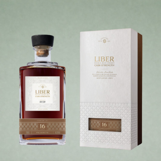 Liber Single Malt Whisky 16 años cask strength con estuche elegante