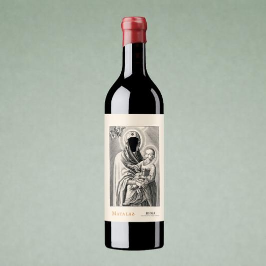 Vino tinto Matalaz 2023 Oxer Wines Rioja botella sobre fondo verde