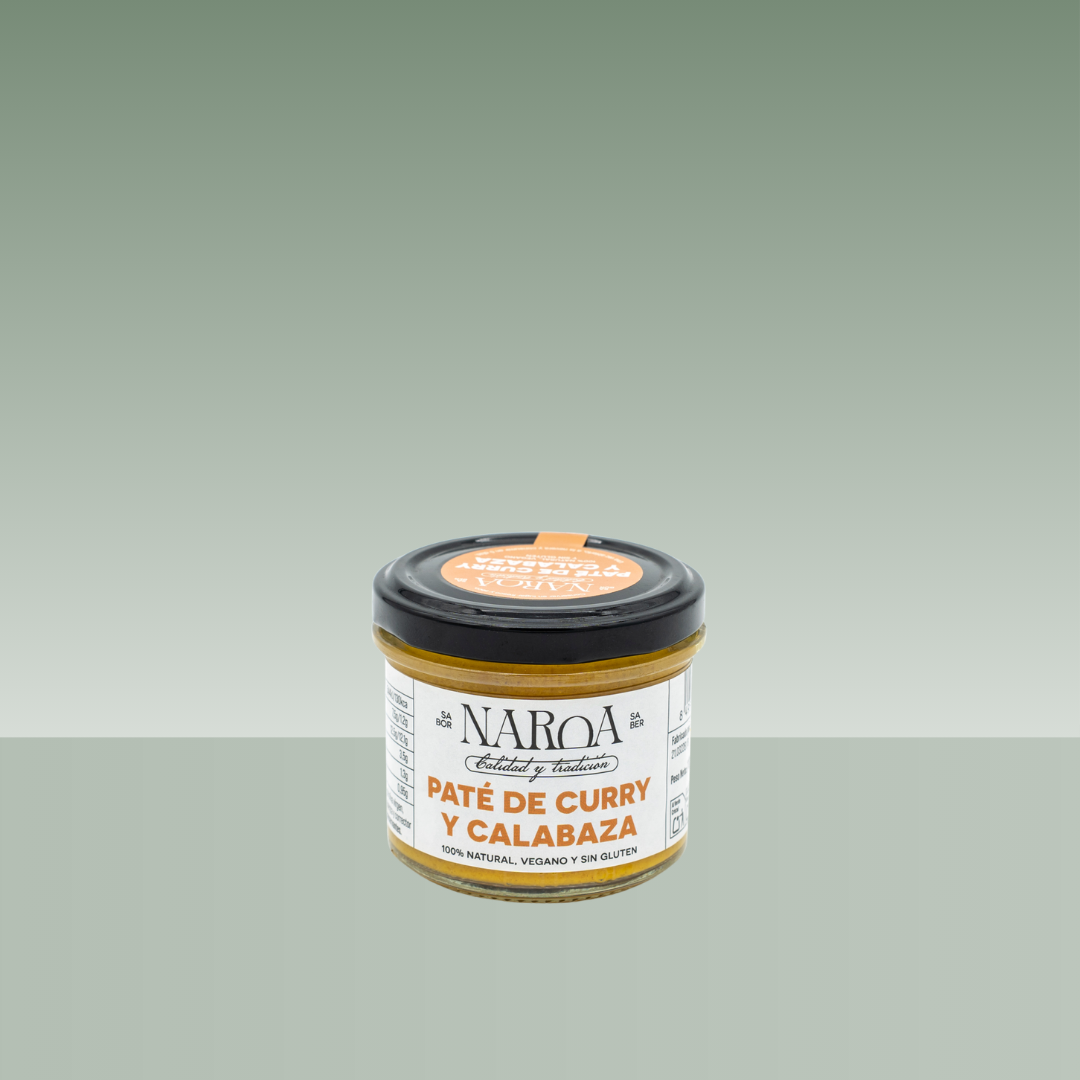 Tarro de Paté de Curry y Calabaza Naroa 100% natural, vegano y sin gluten.